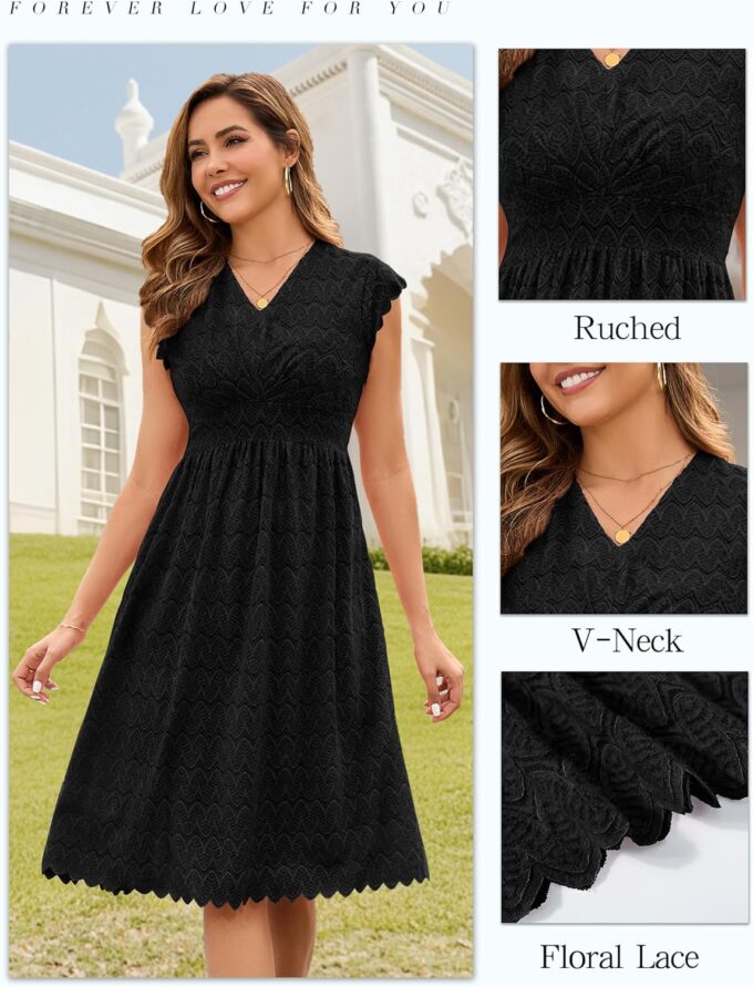 Wedtrend Women's Prom Dress 2025 Floral Summer Wedding Guest Dress Ruffle Sleeve Bridesmaid Formal Cocktail Dresses – Bild 3