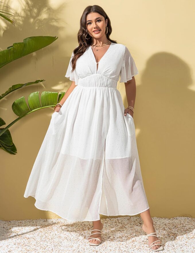 Cocktail Dresses for Women 2025 Elegant Classy Gold Star Print Summer Wedding Guest Dress Maxi with Pockets – Bild 4