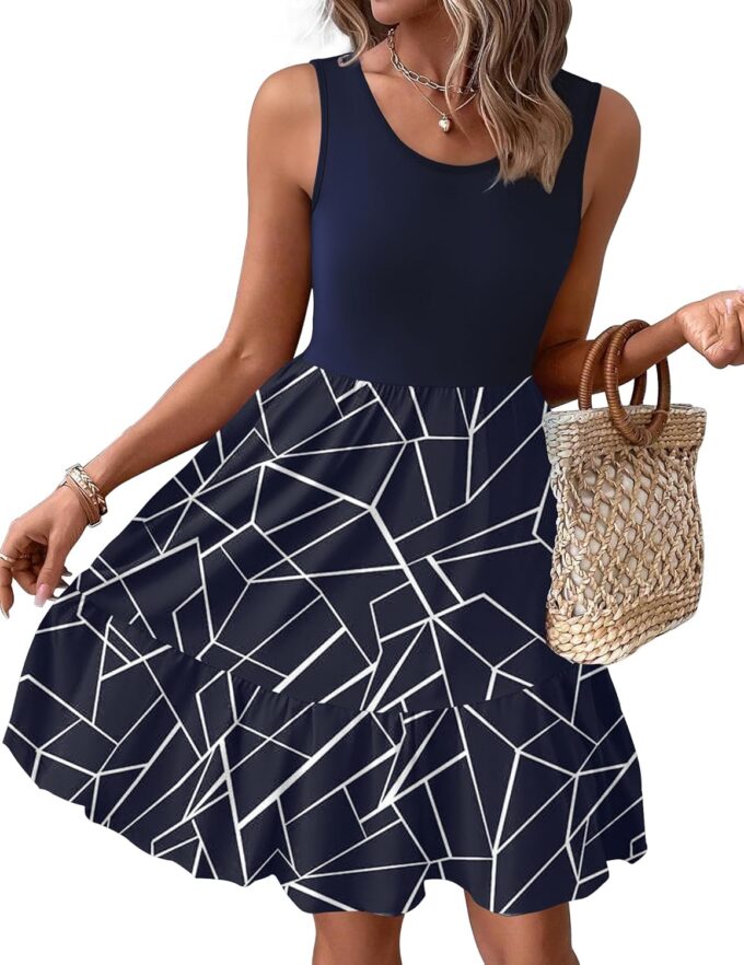 Zeagoo Women Summer Dresses Sleeveless Casual Tank Dress Flowy Tiered Short Beach Dresses Womens Sundress with Pockets – Bild 3