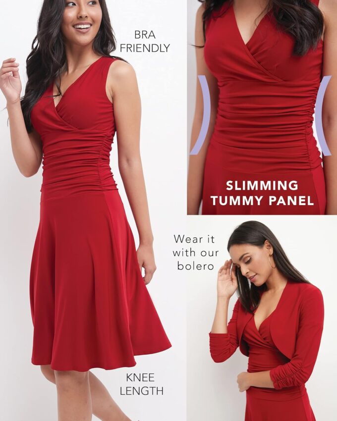 Rekucci Women's Slimming Sleeveless Fit-and-Flare Tummy Control Dress – Bild 5