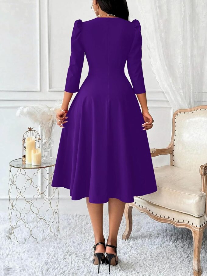 Nmoder Women Casual Midi Semi Formal Fit and Flare 3/4 Sleeve A-line Dress for Church Work Wedding Guest Cocktail Dresses – Bild 3