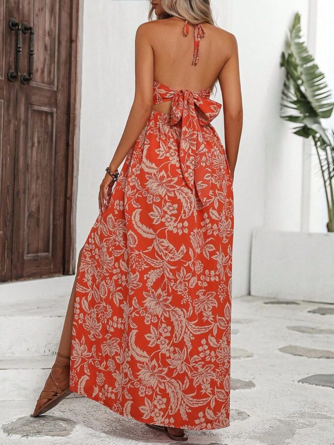 Womens Maxi Dress Long Flowy Halter Casual Cut Out Sexy Summer Floral Beach Sun Dresses for Women 2025 Vacation – Bild 2