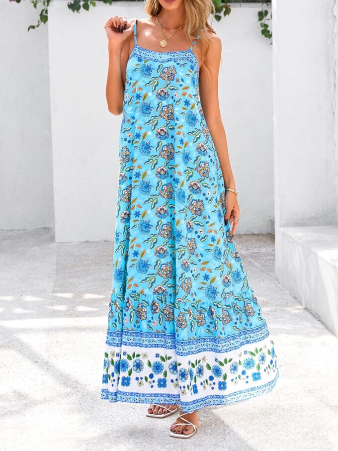 BTFBM Casual Women Summer Maxi Dresses 2025 Loose Sleeveless Sundress Spaghetti Strap Boho Long Dress Vacation – Bild 5
