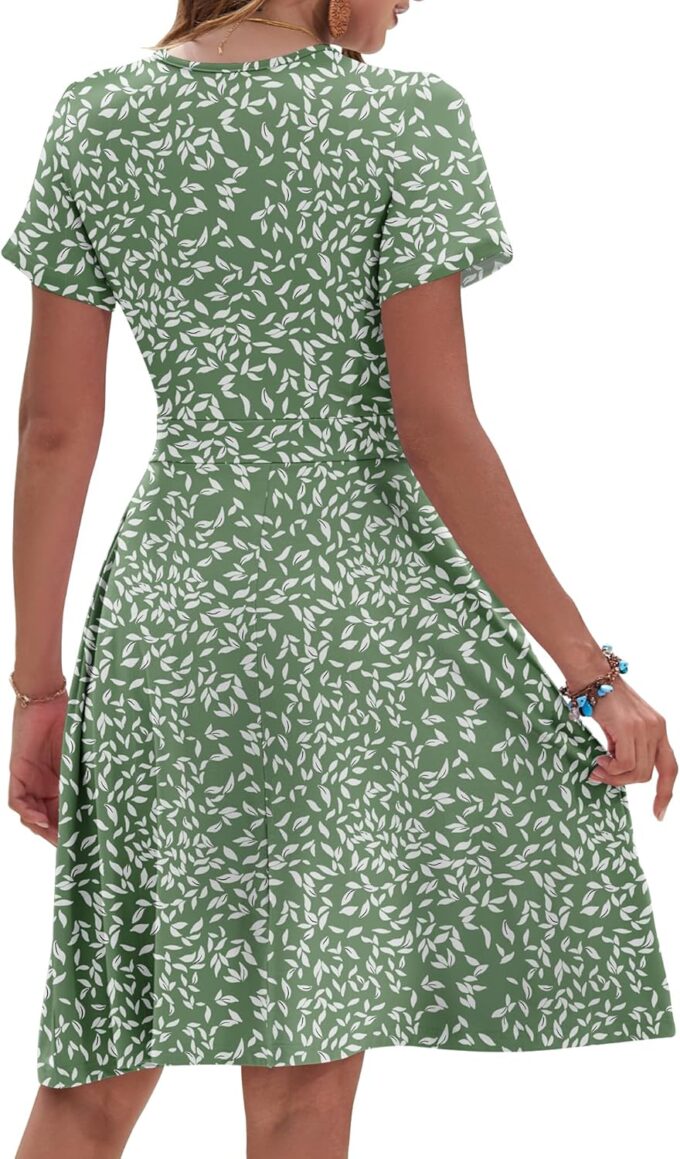 AUSELILY Womens Summer Dresses 2025 Short Sleeve V Neck Floral Sundress with Pockets – Bild 3