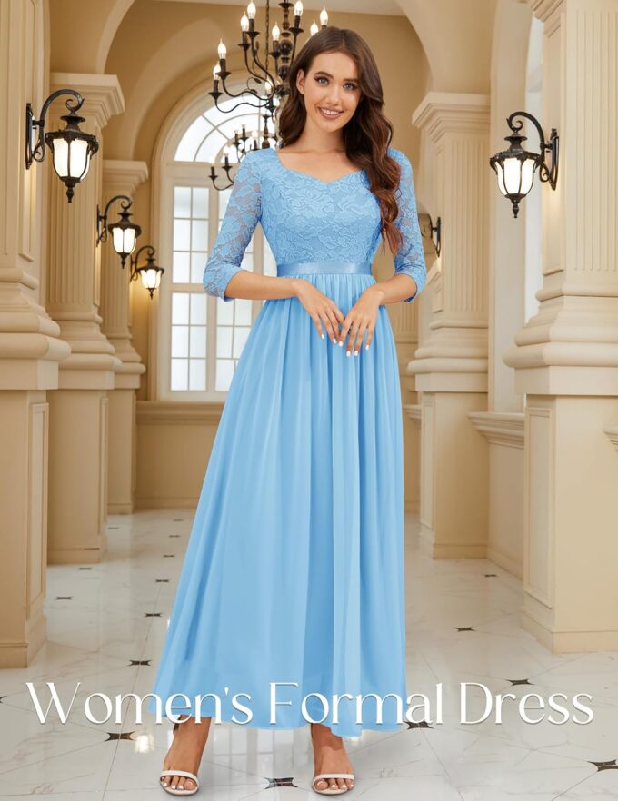 Wedtrend Women's Formal Dress Mother of The Bride Dress 3/4 Sleeve Wedding Guest Dress Maxi Evening Gown – Bild 5
