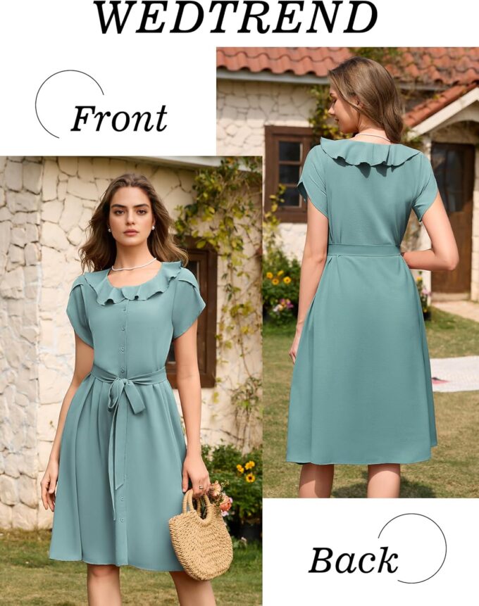 Wedtrend Women's Vintage Dresses with Pocket Midi Retro Cocktail Dress Tea Party Church 1950s Dresses for Women – Bild 2