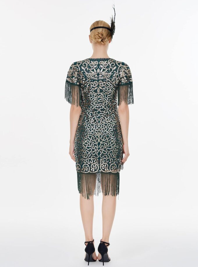 FAIRY COUPLE Women's1920s Art Deco Fringed Sequin Dress Flapper Gatsby Dress – Bild 4