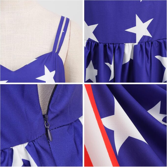 Women Dress American Flag Print Vintage Maxi Dress – Bild 6