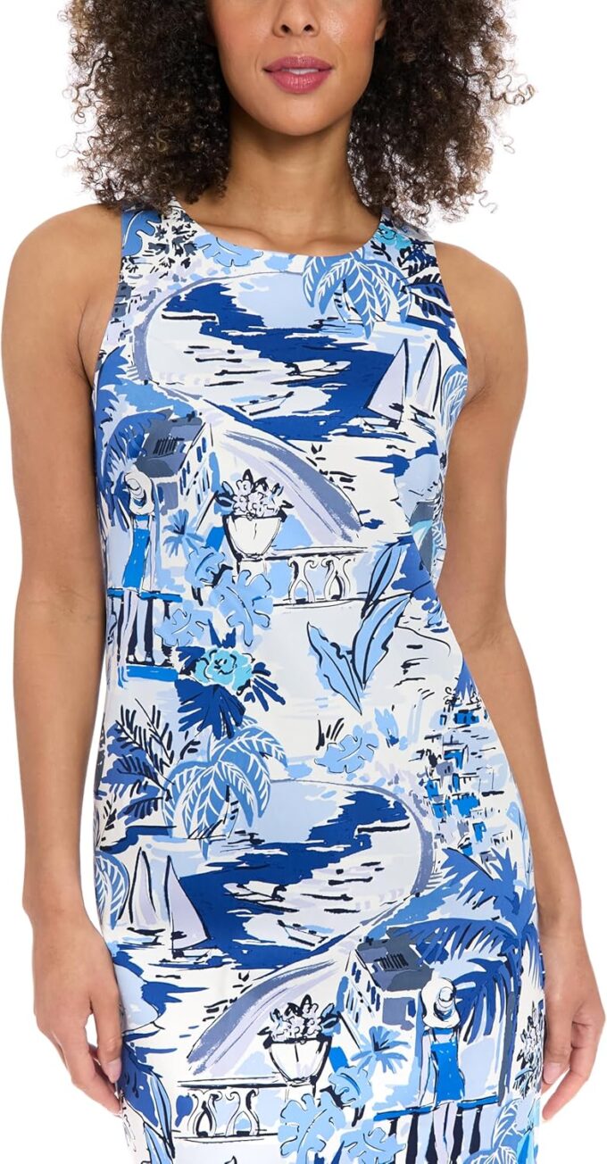 Women's Sleeveless Shift Cotton Sateen-Above Knee Length Straight Cut Summer Mini Dress – Bild 4
