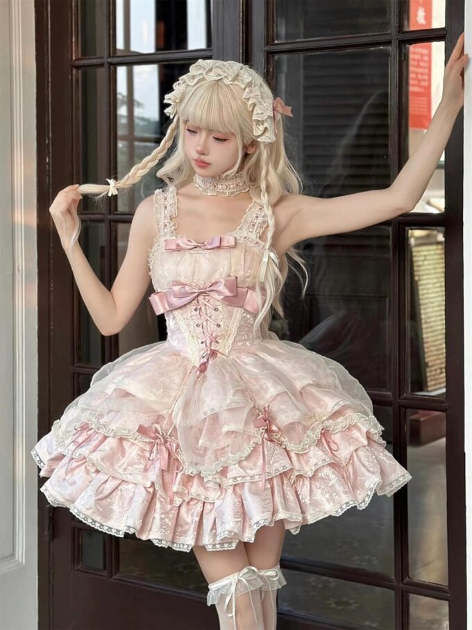 Teens Kawaii Lolita Princess Dress Cute Bow Graduation Holiday Sleeveless Elegant Cocktail Party Ruffle Dresses – Bild 4