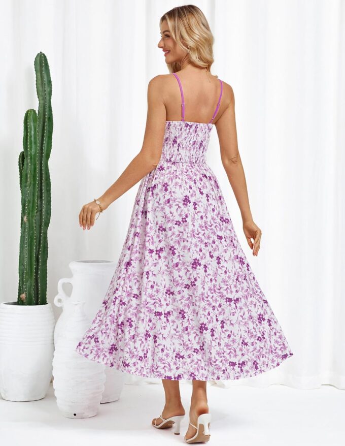GRACE KARIN Women's 2025 Summer Casual Floral Boho Dress Spaghetti Strap Flowy Beach Maxi Dresses – Bild 5