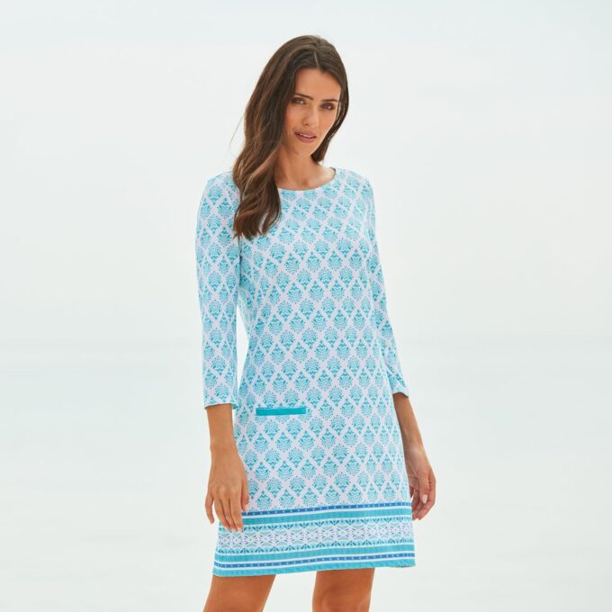 Cabana Life Shift Dress, UPF 50+ Sun Protection Casual Dress, Boat Neckline, Quarter Sleeve, Womens Fashion – Bild 4