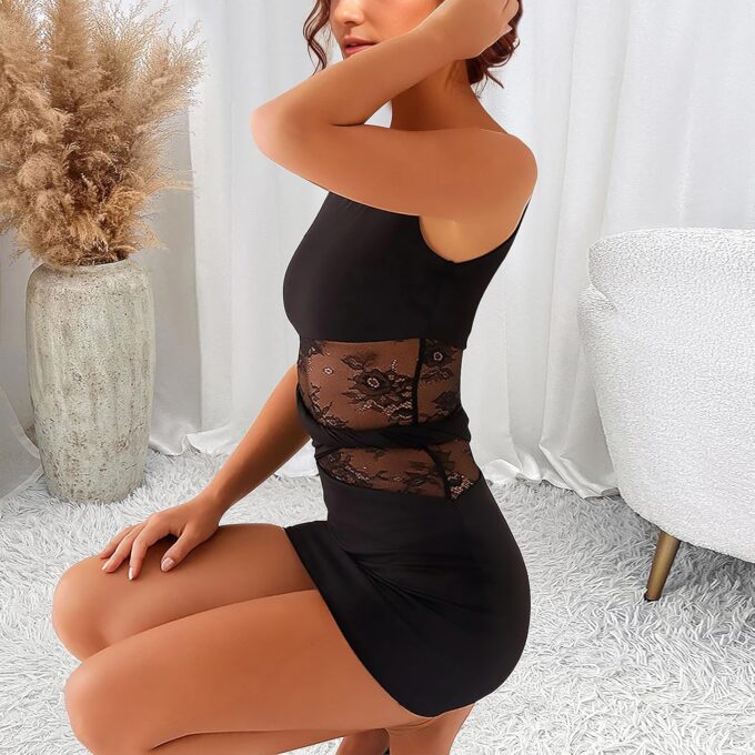 Women's Sexy Bodycon Mini Dress Sleeveless Slim Fit Cut Out Lace Waist Short Dresses Club Party Casual Going Out Clothes – Bild 6