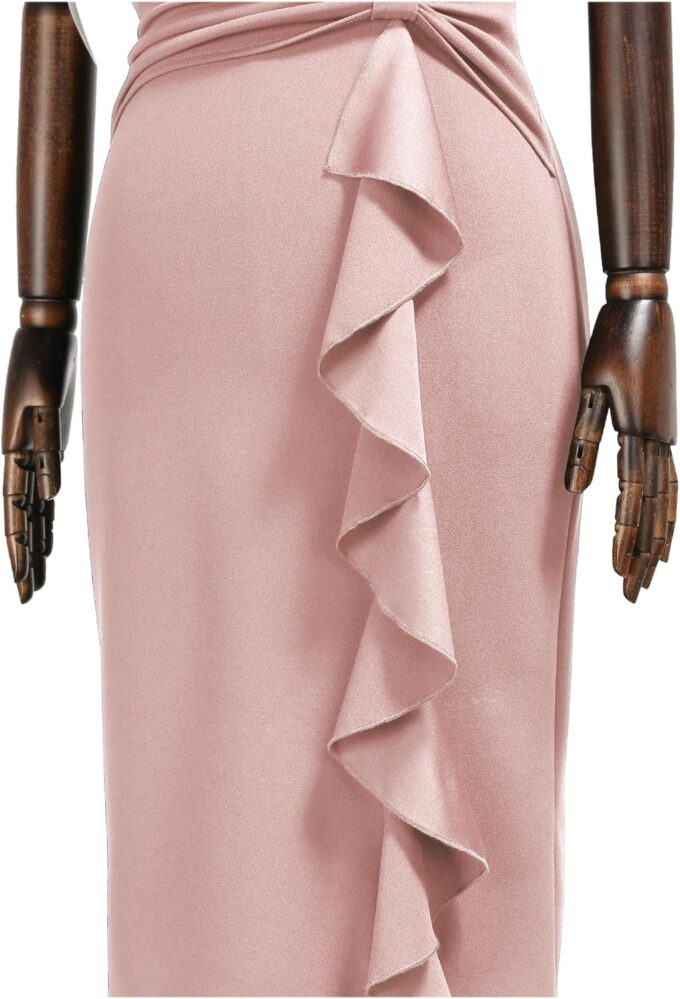 AISIZE Women's 50s Vintage Ruffle Peplum Cocktail Pencil Knee Dress – Bild 5