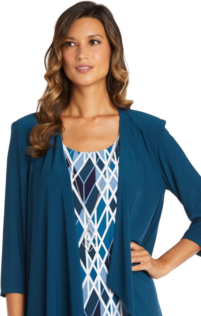 R&M Richards Damen Knee Length Printed Jacket Dress Kleid – Bild 2