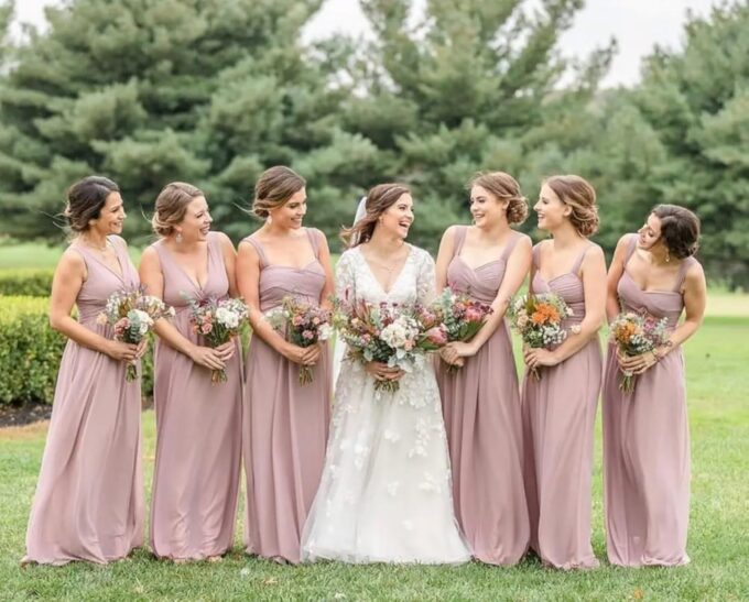 Women's Chiffon Bridesmaid Dresses for Wedding Long Pleated Cutout Formal Evening Dress – Bild 5