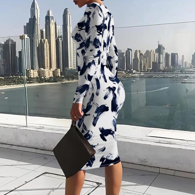 PinkPatty Women's Long Sleeve Midi Dress Sexy Bodycon Pencil Dress Crew Neck Cocktail Dresses – Bild 5