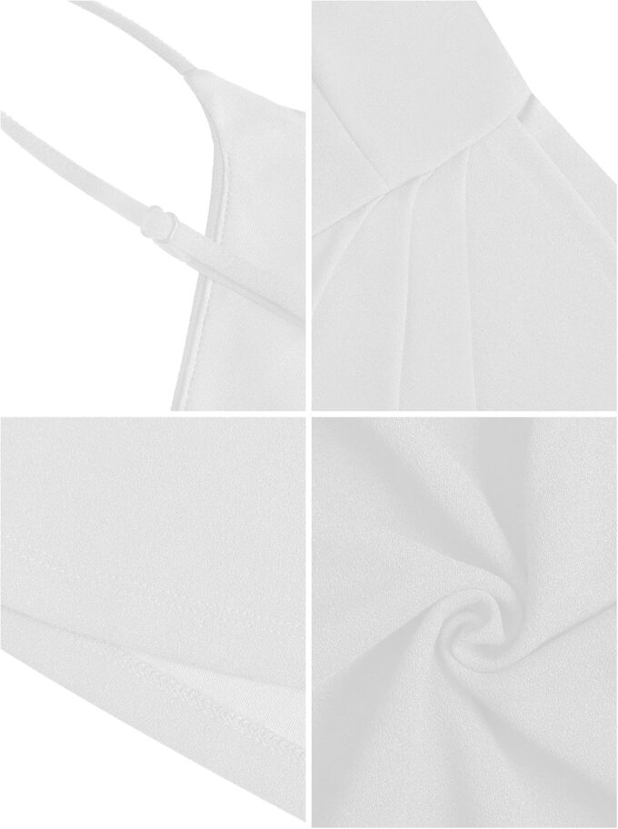 Missufe Women's Sleeveless Spaghetti Strap V Neck Tulip Hem Ruched Party Cocktail Bodycon Short Dress – Bild 6