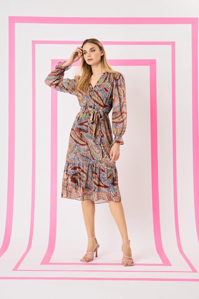 Donna Morgan Long Sleeve Midi Wrap Bridal Shower Or Wedding Guest Work Dresses for Women – Bild 4