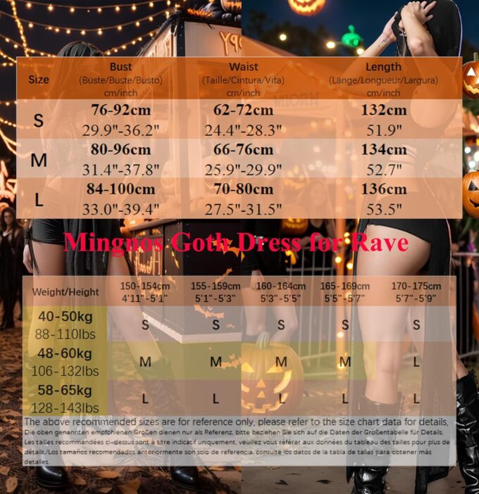 Mingnos Women Goth Dress Cutout High Slit Sheer Punk Festival Christmas Rave Outfits – Bild 4