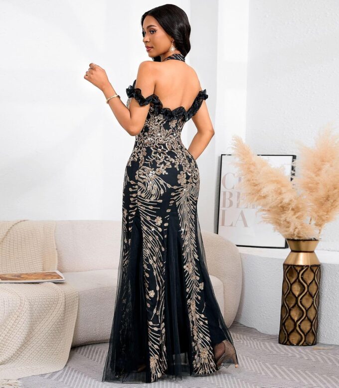 Cololura Women Sequin Elegant Sexy Mermaid Bodycon Cocktail Evening Dress – Bild 5