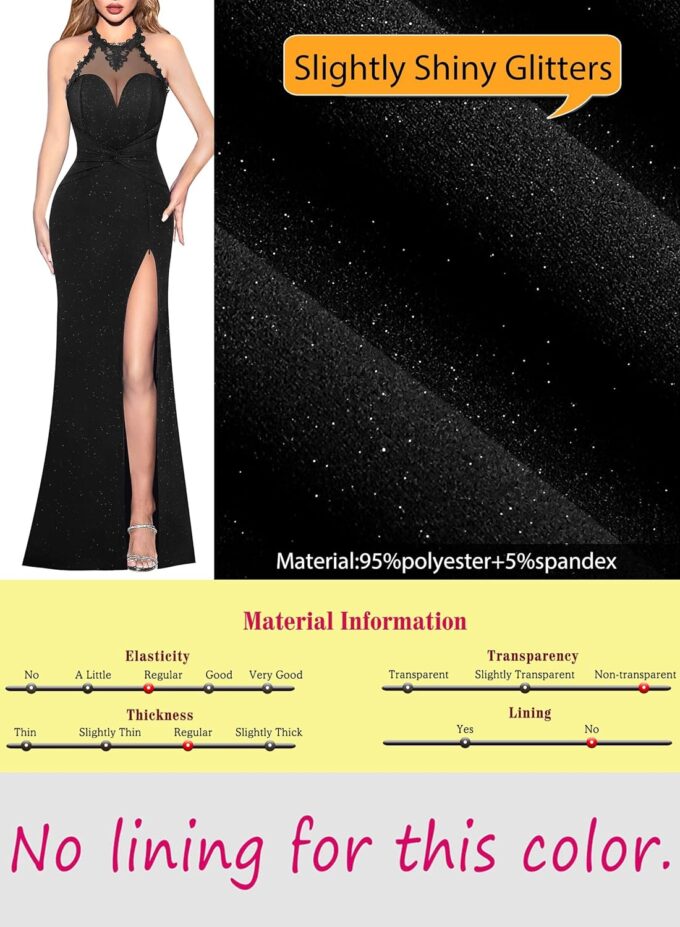 VFSHOW Womens Formal Illusion Halter Keyhole Back Prom High Slit Maxi Dress Wedding Guest Applique Twist Front Evening Gown – Bild 6