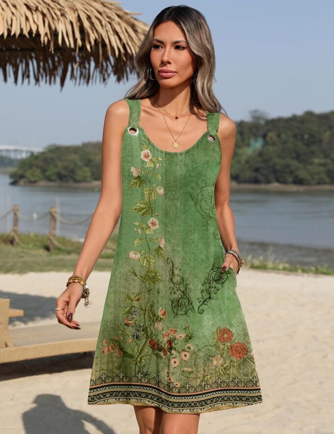 Zeagoo Summer Dresses for Women Boho Beach Dress Sleeveless Sundresses with Pockets Casual Loose Tank Tshirt Sun Dress – Bild 3