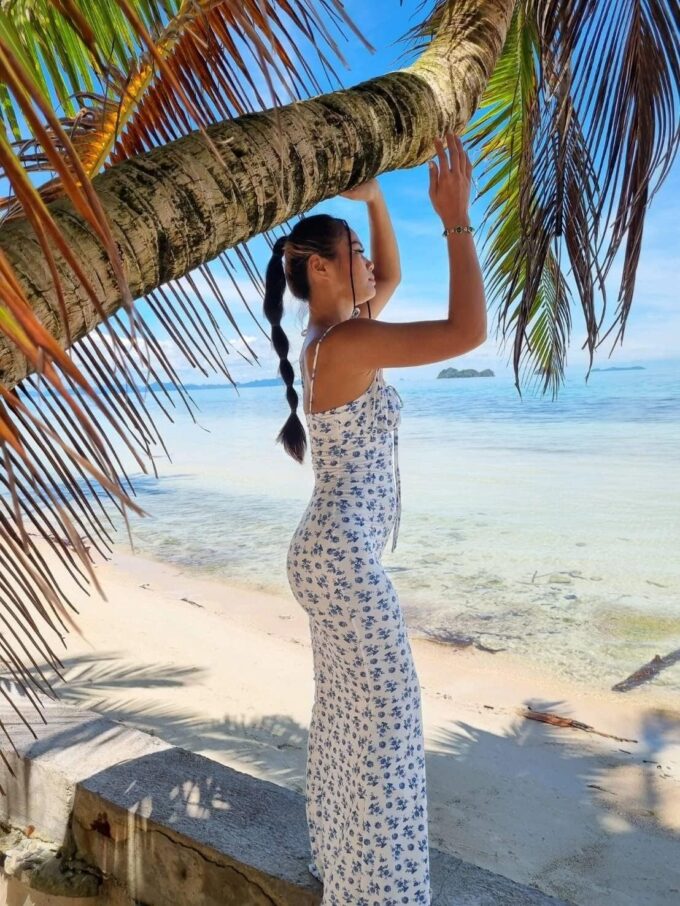 KUTUMAI Women's Summer Floral Bodycon Maxi Dress Spaghetti Strap Sleeveless Boho Long Dresses – Bild 5