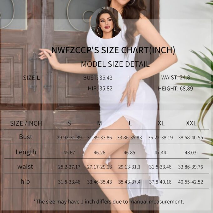 Cocktail Dresses for Women,Sexy Mesh Mini Ruffle Hem Elegant Sleeveless Bodycon Party Graduation Birthday Dress – Bild 6