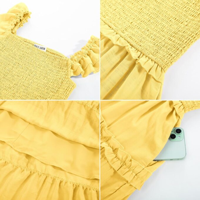 GRACE KARIN 2025 Womens Summer Beach Dress Square Neck Casual A-Line Maxi Sundress with Pocket – Bild 5