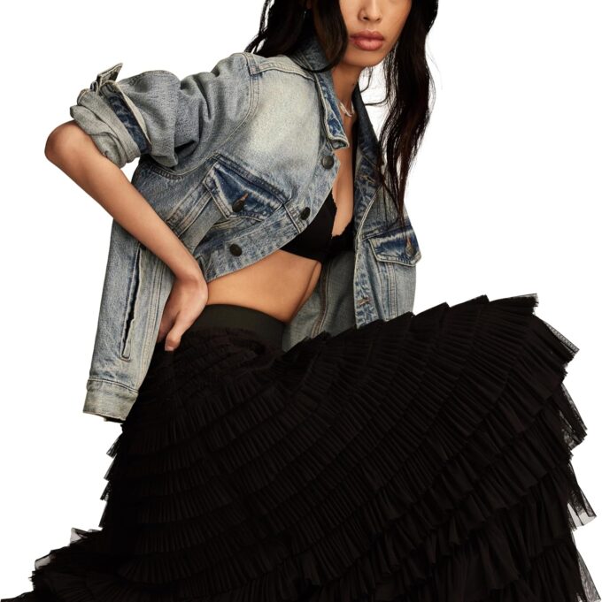 Lucky Brand Women's Tulle Ruffle Maxi Skirt – Bild 4