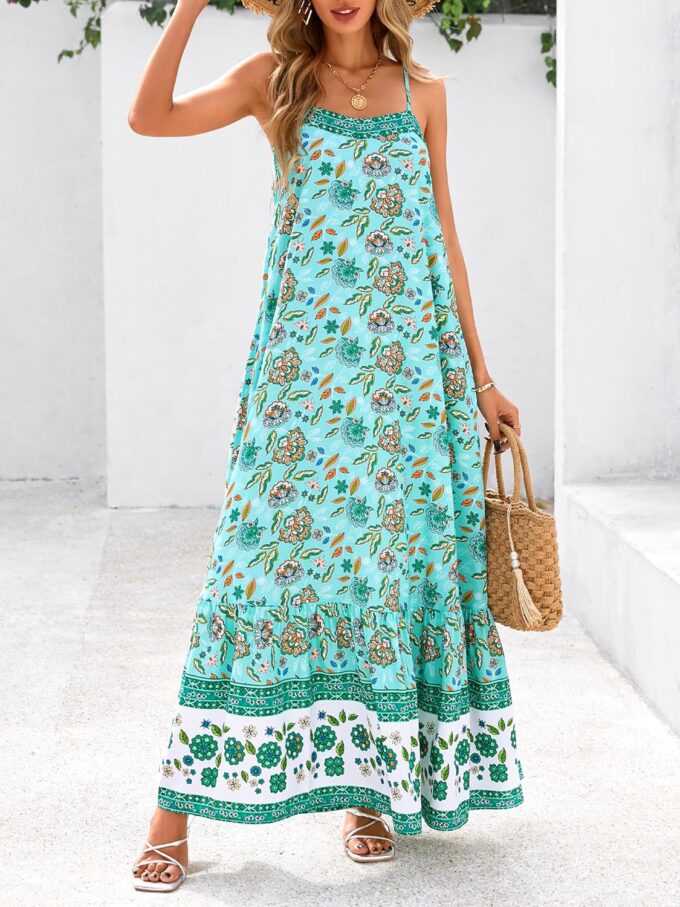 BTFBM Casual Women Summer Maxi Dresses 2025 Loose Sleeveless Sundress Spaghetti Strap Boho Long Dress Vacation – Bild 8