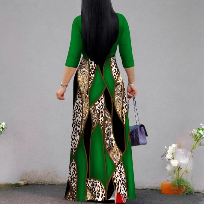Plus Size Dresses for Women Print Maxi Dresses Flowy 3/4 Sleeve with Belt – Bild 6