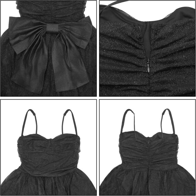Women's Elegant Mini Dress with Bow Glitter Tulle A Line Short Dress Formal Evening Party Prom Homecoming Dresses – Bild 5