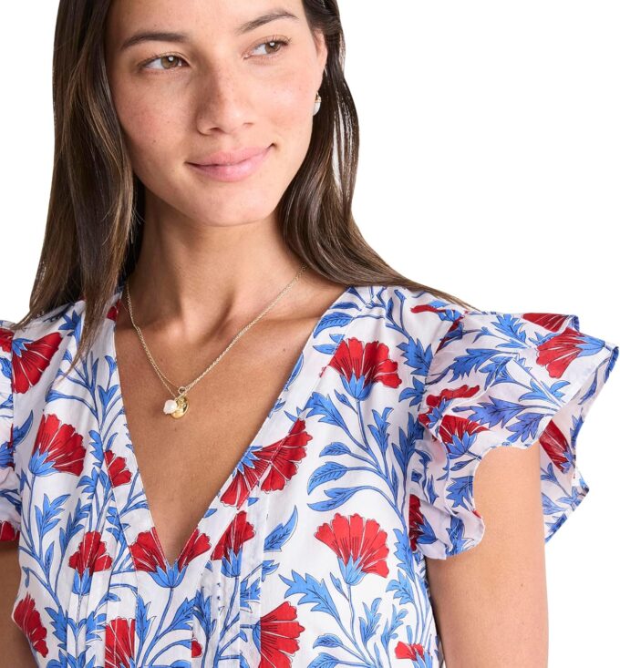 vineyard vines Women's Nora Voile Pintuck Flutter Sleeve Dress – Bild 2