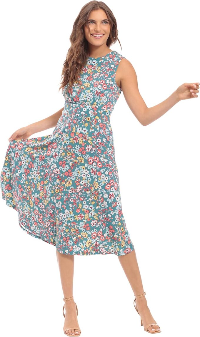 London Times Damen Arbeit Büro A-Linie Inset Taille Matt Jersey Midi Kleid – Bild 2