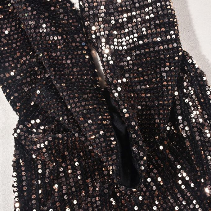 Women Sexy V-Neck Bodycon Sequin Mini Dress Hooded Sparkly Dresses for Party Club Night – Bild 6