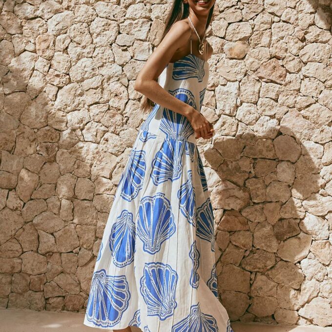Women Boho Floral Maxi Dress Y2k Sleeveless Long Dress Print Spaghetti Strap A Line Dress Vacation Beach Sundress – Bild 3