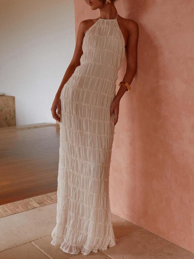 Women Y2k Backless Long Dress Halter Tie Neck Maxi Dress Flowy Beach Sundress Summer Streetwear – Bild 2
