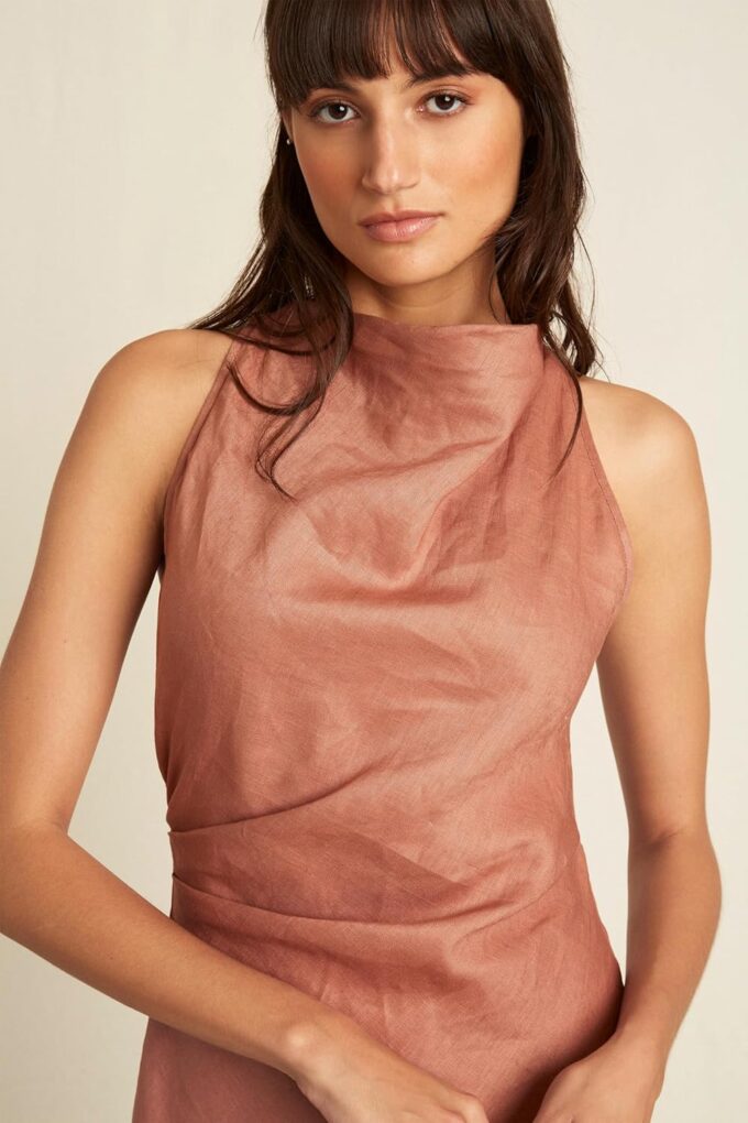 Elegant High Neck Sleeveless Midi Length Mermaid Cocktail Dresses for Women with Criss Cross Back – Bild 4
