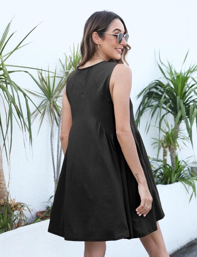 Qiaomai Womens Summer Casual Sleeveless Tank Dress V Neck Mini Dresses Beach Sundress – Bild 4