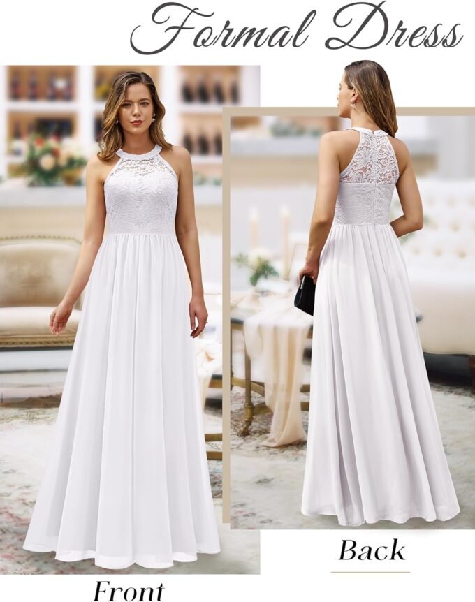 Wedtrend Women's Formal Dress, Halter Long Prom Dress Floral Lace Bridesmaid Dresses – Bild 3