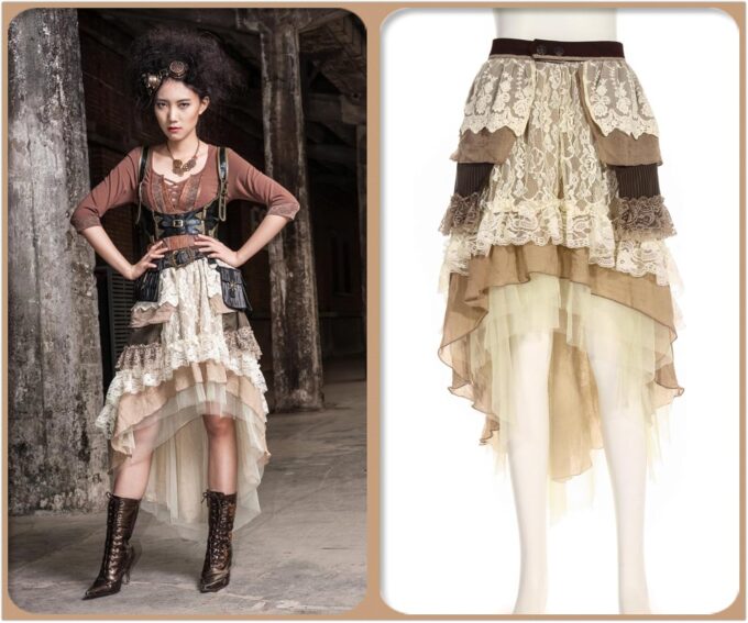 Steampunk Victorian Gothic Sexy Prom Dresses Homecoming & Wedding Dresses in Beige - One Size – Bild 2