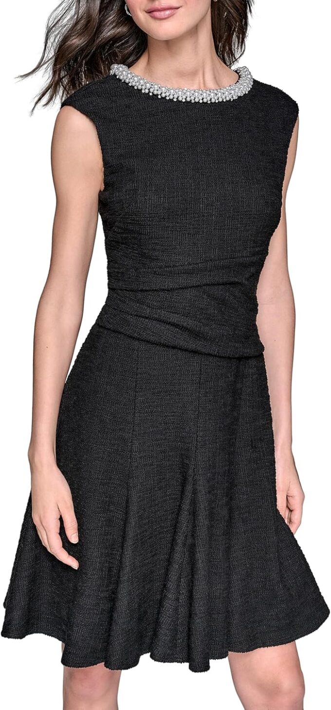 KARL LAGERFELD Women's Flare Skirt Sleeveless Stretch Dress – Bild 2