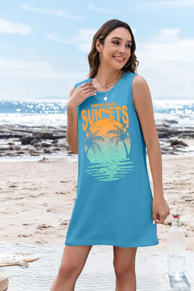 Summer Sundress for Women Graphic Mini Tank Dress Sleeveless Beach Dresses Short Casual Sun Dresses – Bild 2