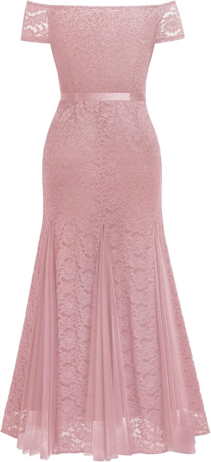 Miusol Women's Plus Size Formal Off Shoulder Vintage Floral Lace Mermaid Maxi Evening Party Dress – Bild 6