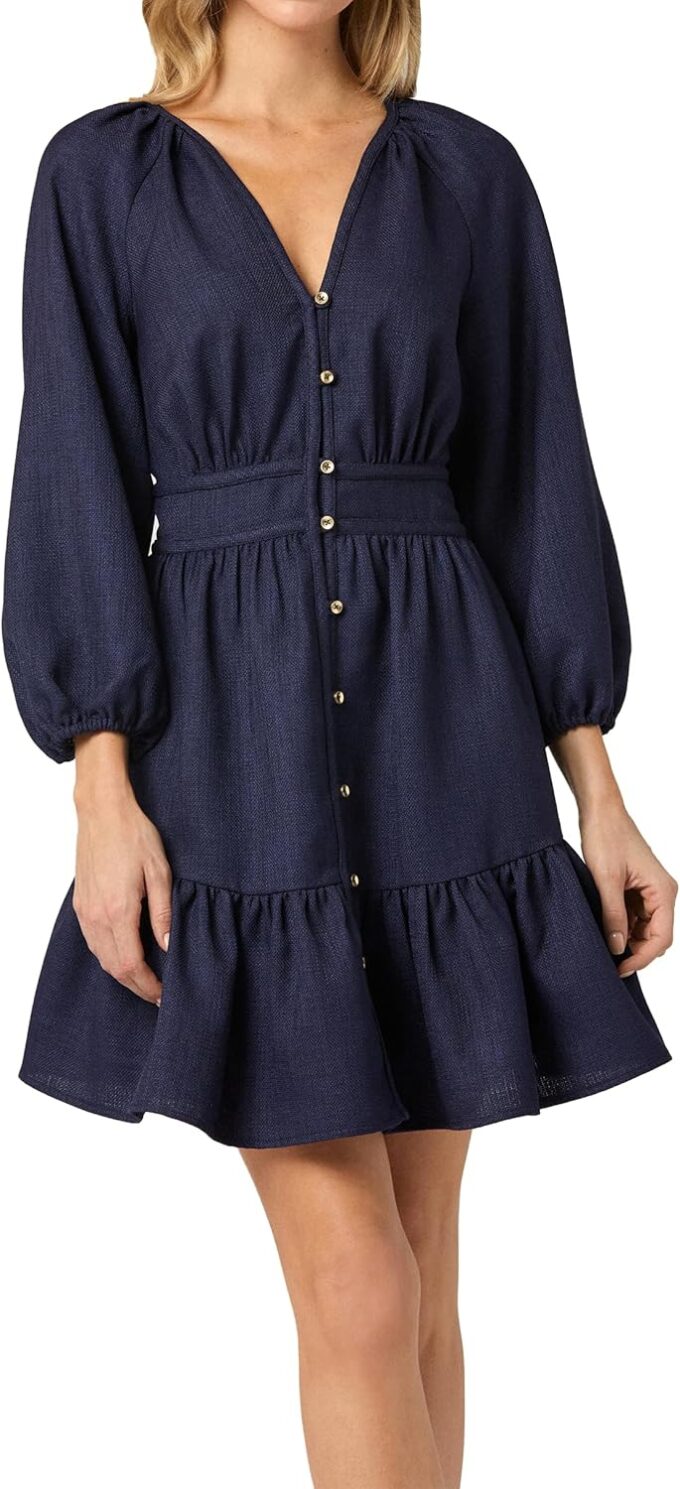 Shoshanna Women's Navy Linen Tate Dress
