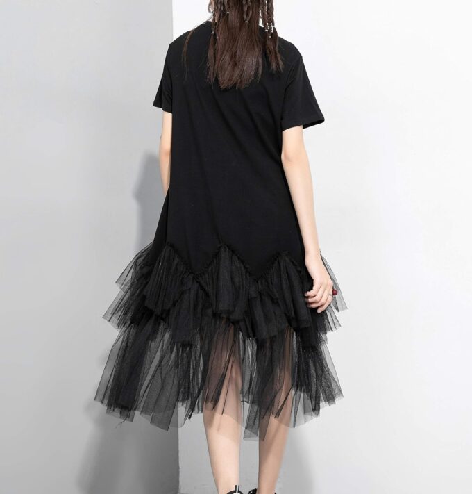 ellazhu Women's Casual Short Sleeve Crew Neck Tutu Tulle Dress with an Oversized Fit GY2266 – Bild 2