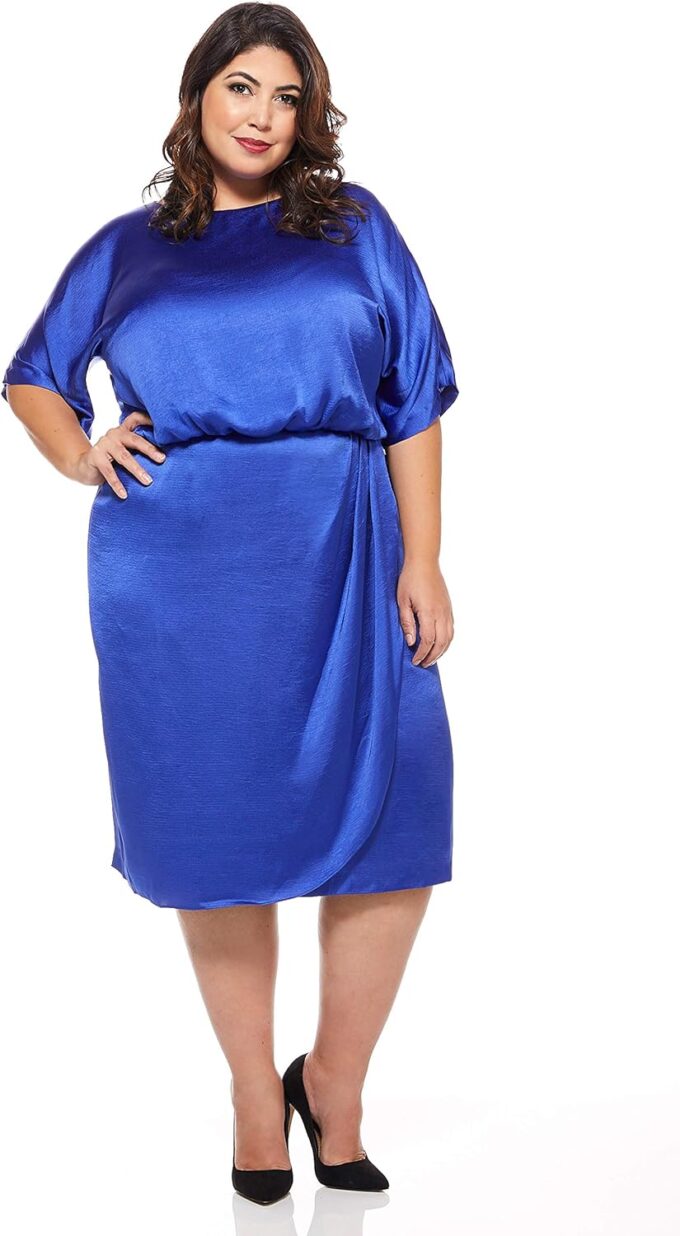 Maggy London Damen Women's Satin Draped Blouson Cocktailkleid