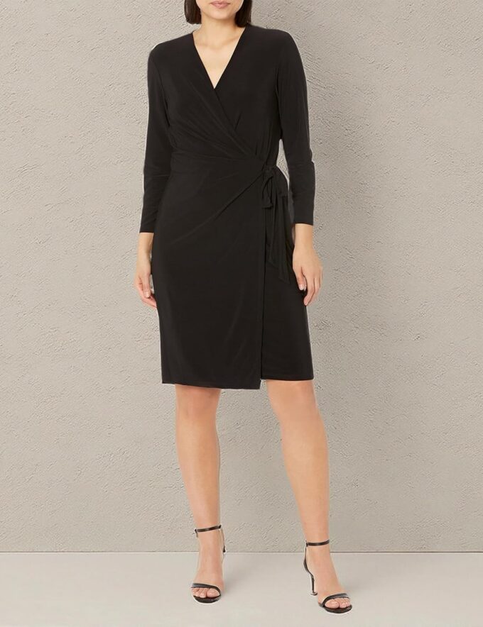 Anne Klein Damen Klassisches Wickelkleid mit V-Ausschnitt Kleid – Bild 3
